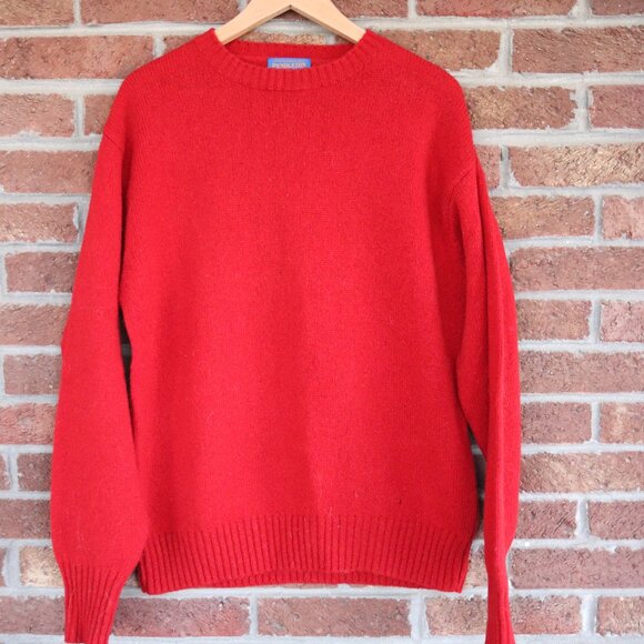 Pendleton Red Wool Sweater *100% Shetland Pure Virgin Wool * Mens Medium Vintage - Picture 7 of 16